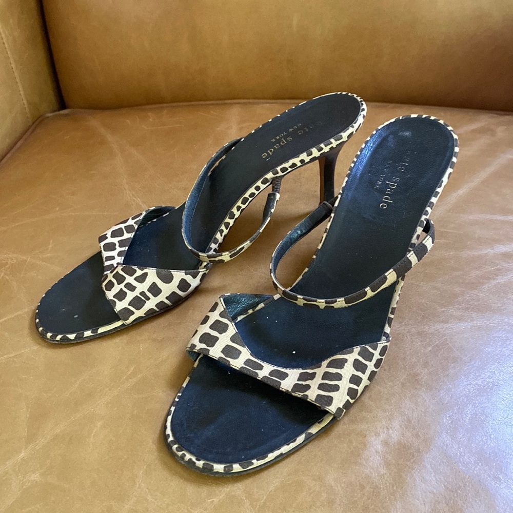 Kate Spade Vintage Giraffe Print Animal Pattern Heel Sandals Size 8